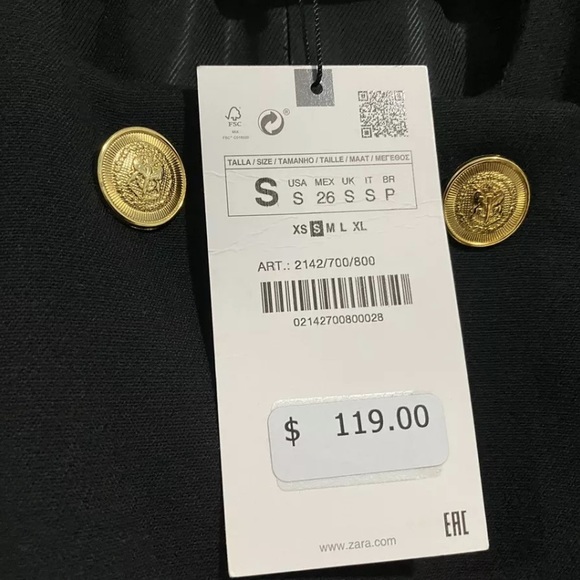 ZARA WOMAN NWT LONG BELTED BLAZER Belted Dress SIZE S. Sold Out $119.. - Picture 9 of 14